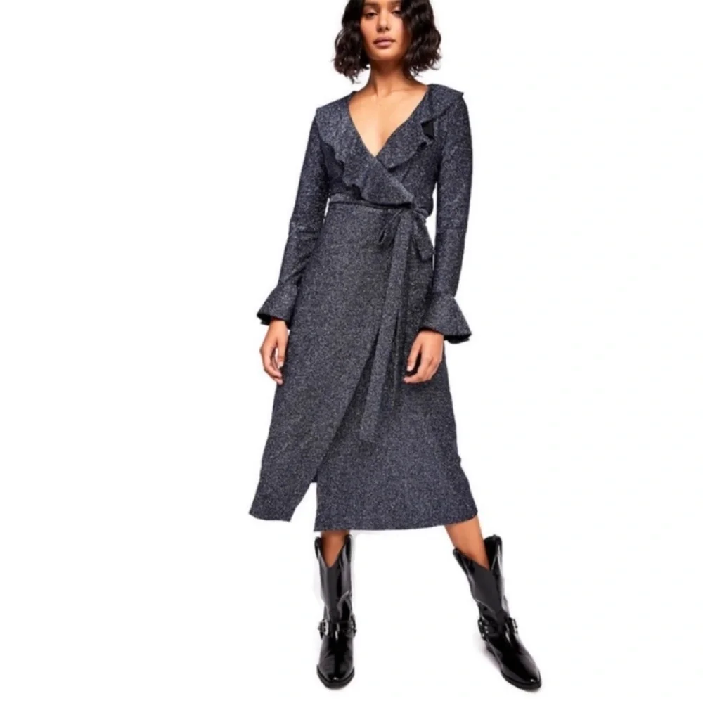Free People One More Time Lurex Wrap Dress